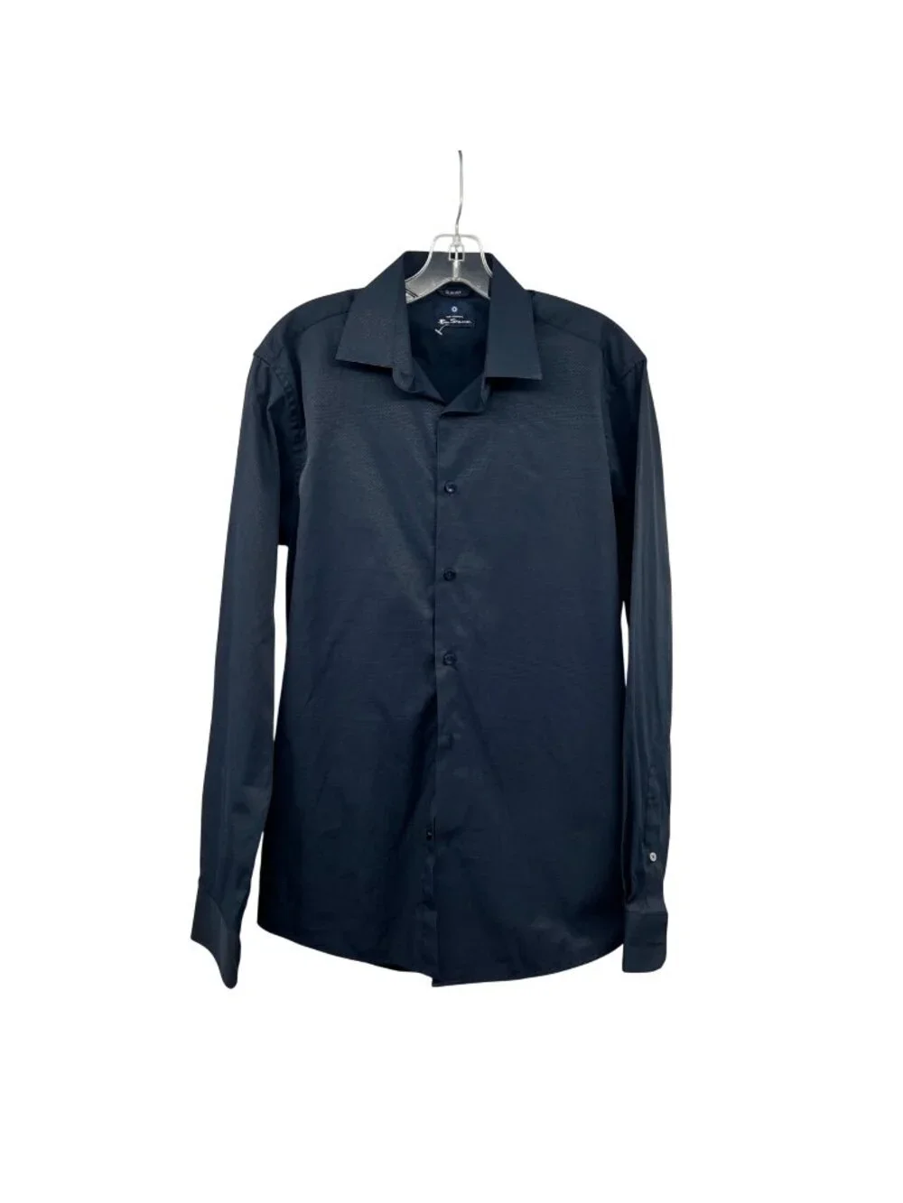 Ben Sherman Mens Button Up Shirt Slim Fit Textured Navy Size Medium